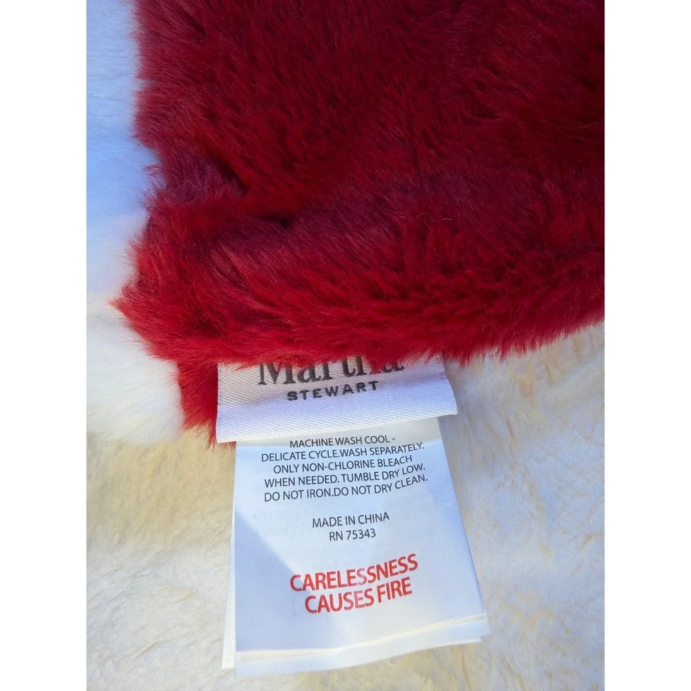 Red Faux Fur Santa Hat & Monogram Letter A Cable Knit Stocking